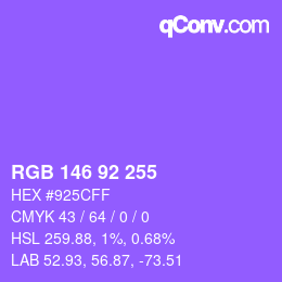 颜色代码: RGB 146 92 255 | qconv.com