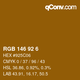Color code: RGB 146 92 6 | qconv.com