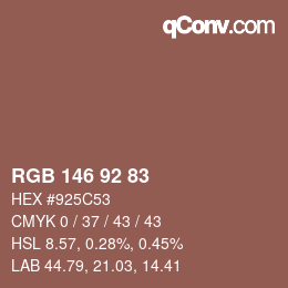 颜色代码: RGB 146 92 83 | qconv.com
