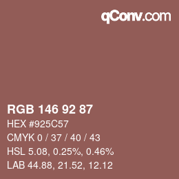 Color code: RGB 146 92 87 | qconv.com