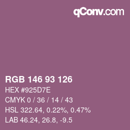 颜色代码: RGB 146 93 126 | qconv.com