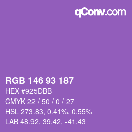 Color code: RGB 146 93 187 | qconv.com