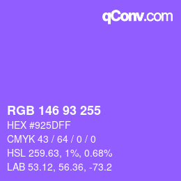 Color code: RGB 146 93 255 | qconv.com