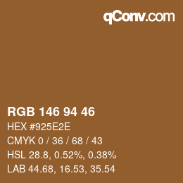Color code: RGB 146 94 46 | qconv.com