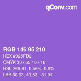 カラーコード: RGB 146 95 210 | qconv.com
