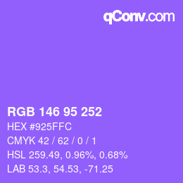 颜色代码: RGB 146 95 252 | qconv.com