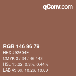 Color code: RGB 146 96 79 | qconv.com
