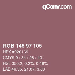 カラーコード: RGB 146 97 105 | qconv.com