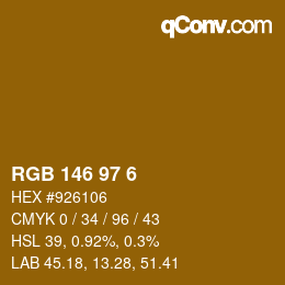 Color code: RGB 146 97 6 | qconv.com