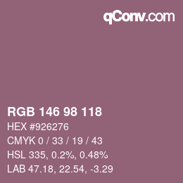 Farbcode: RGB 146 98 118 | qconv.com