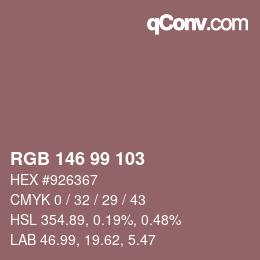 颜色代码: RGB 146 99 103 | qconv.com
