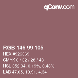 Farbcode: RGB 146 99 105 | qconv.com