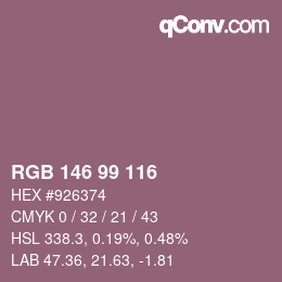 Farbcode: RGB 146 99 116 | qconv.com