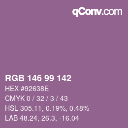 Farbcode: RGB 146 99 142 | qconv.com