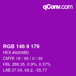Color code: RGB 146 9 179 | qconv.com