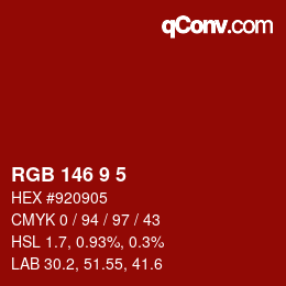 Color code: RGB 146 9 5 | qconv.com