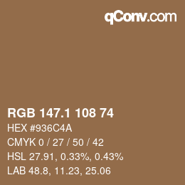 Color code: RGB 147.1 108 74 | qconv.com