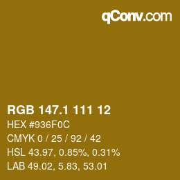 カラーコード: RGB 147.1 111 12 | qconv.com