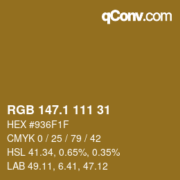 カラーコード: RGB 147.1 111 31 | qconv.com