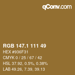 カラーコード: RGB 147.1 111 49 | qconv.com