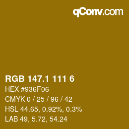 カラーコード: RGB 147.1 111 6 | qconv.com