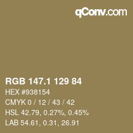 Color code: RGB 147.1 129 84 | qconv.com