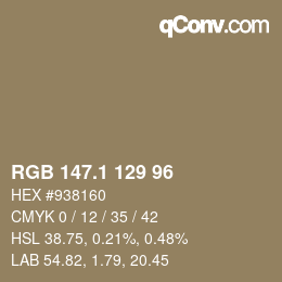 カラーコード: RGB 147.1 129 96 | qconv.com