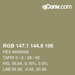 Color code: RGB 147.1 144.8 106 | qconv.com