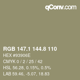 カラーコード: RGB 147.1 144.8 110 | qconv.com