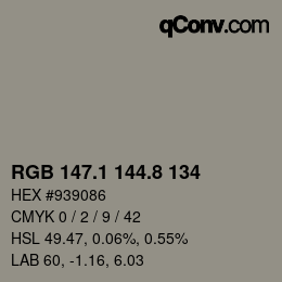 Color code: RGB 147.1 144.8 134 | qconv.com