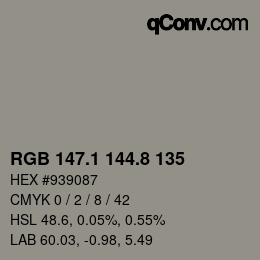 Color code: RGB 147.1 144.8 135 | qconv.com