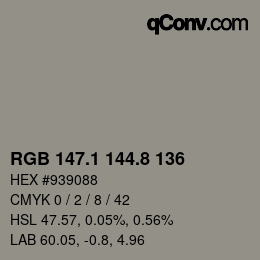 Color code: RGB 147.1 144.8 136 | qconv.com