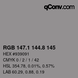 Color code: RGB 147.1 144.8 145 | qconv.com