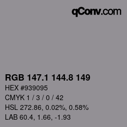 Color code: RGB 147.1 144.8 149 | qconv.com