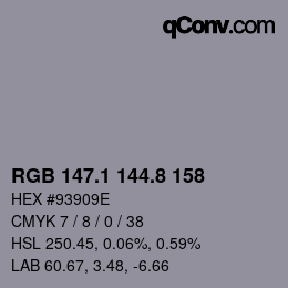 Color code: RGB 147.1 144.8 158 | qconv.com