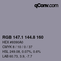 Farbcode: RGB 147.1 144.8 160 | qconv.com