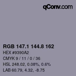 Color code: RGB 147.1 144.8 162 | qconv.com