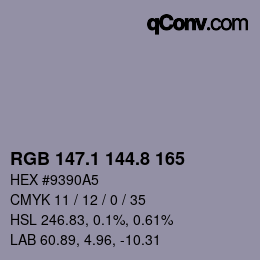 Color code: RGB 147.1 144.8 165 | qconv.com