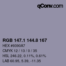 Color code: RGB 147.1 144.8 167 | qconv.com