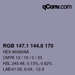 Color code: RGB 147.1 144.8 170 | qconv.com