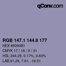 Color code: RGB 147.1 144.8 177 | qconv.com