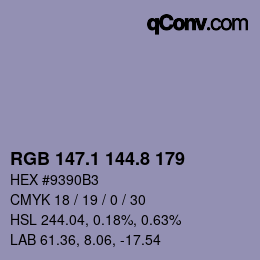Color code: RGB 147.1 144.8 179 | qconv.com