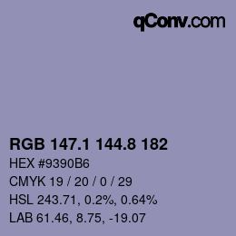 Farbcode: RGB 147.1 144.8 182 | qconv.com
