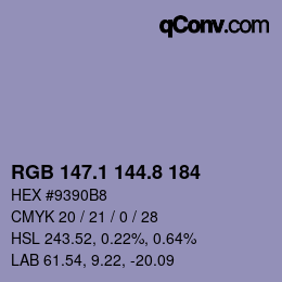 Color code: RGB 147.1 144.8 184 | qconv.com