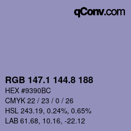 Color code: RGB 147.1 144.8 188 | qconv.com