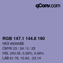 カラーコード: RGB 147.1 144.8 190 | qconv.com