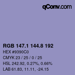 Color code: RGB 147.1 144.8 192 | qconv.com