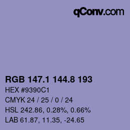 Color code: RGB 147.1 144.8 193 | qconv.com