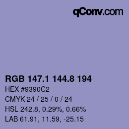 Color code: RGB 147.1 144.8 194 | qconv.com