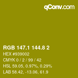 カラーコード: RGB 147.1 144.8 2 | qconv.com